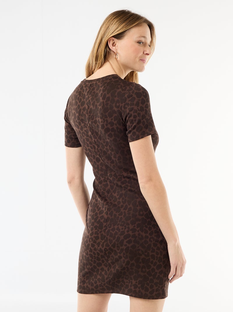 Vestido camiseta corto con nudo decorativo Marron - Kiabi