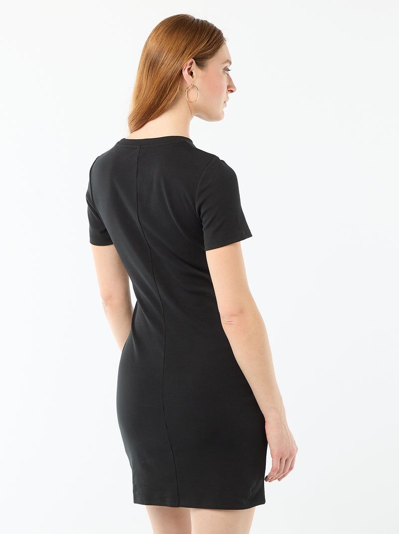 Vestido camiseta corto con nudo decorativo Negro - Kiabi