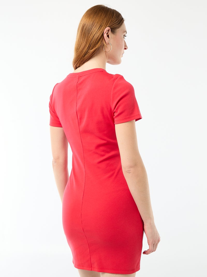 Vestido camiseta corto con nudo decorativo Rojo - Kiabi