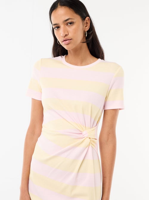 Vestido camiseta corto con nudo decorativo - Kiabi