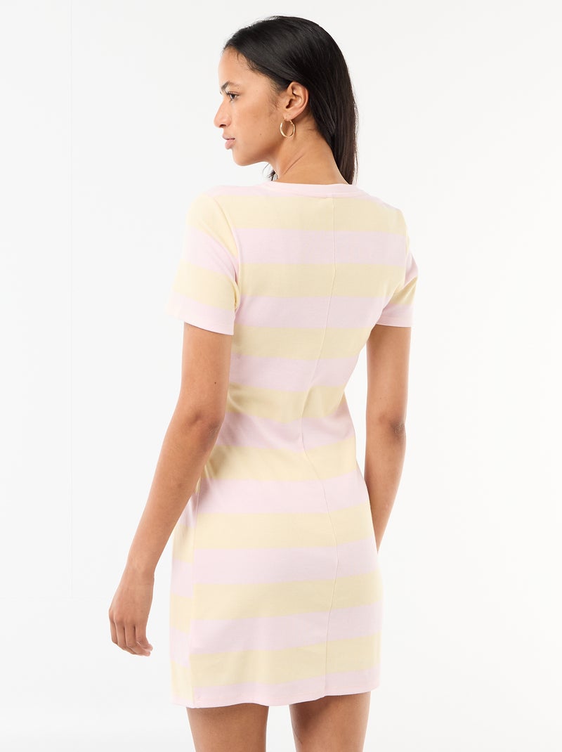 Vestido camiseta corto con nudo decorativo Rosa - Kiabi