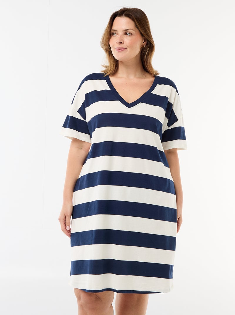 Vestido camiseta corto de manga corta Azul - Kiabi