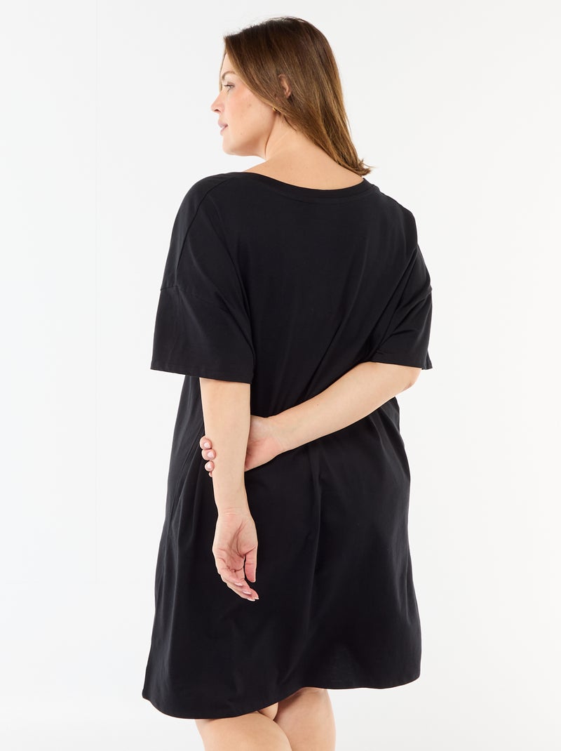 Vestido camiseta corto de manga corta Negro - Kiabi