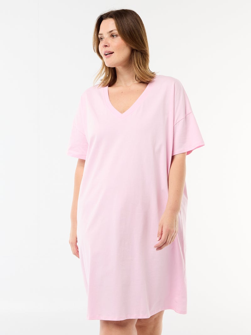 Vestido camiseta corto de manga corta Rosa - Kiabi