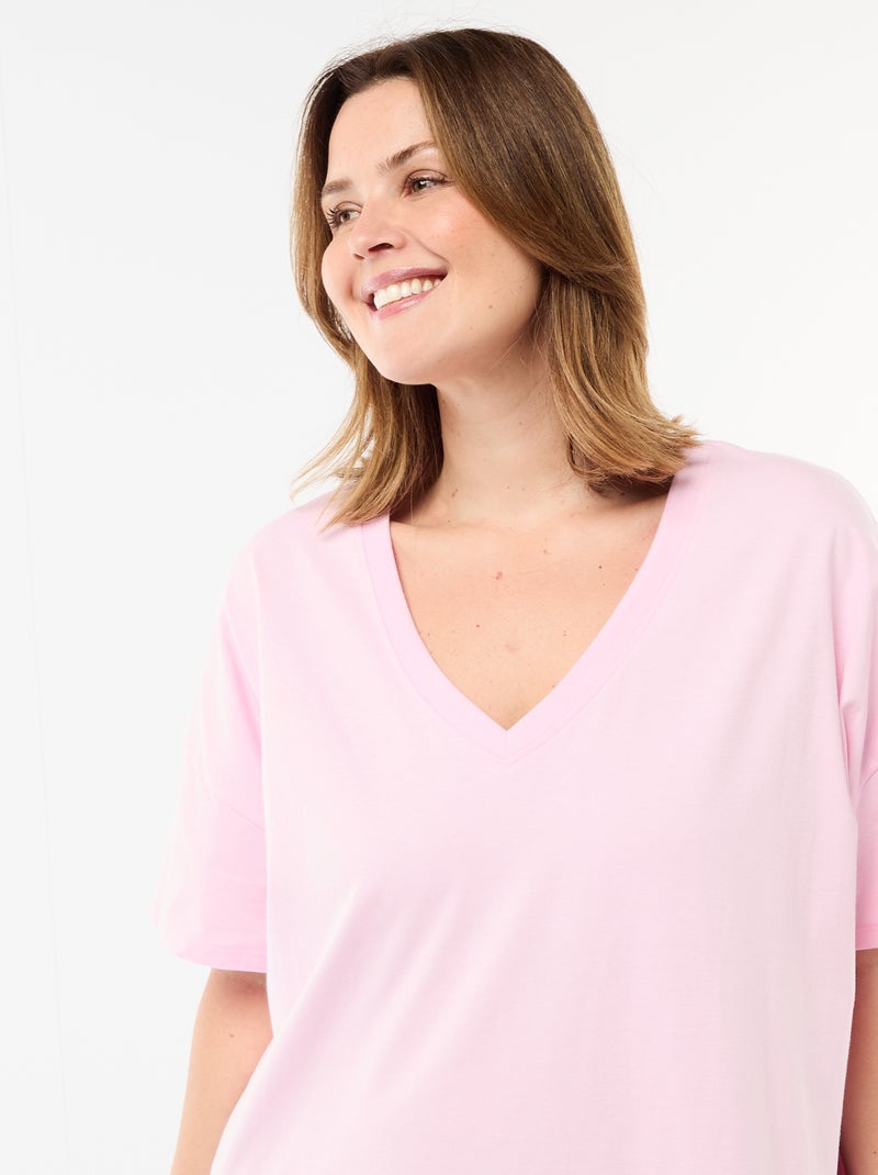 Vestido camiseta corto de manga corta Rosa - Kiabi