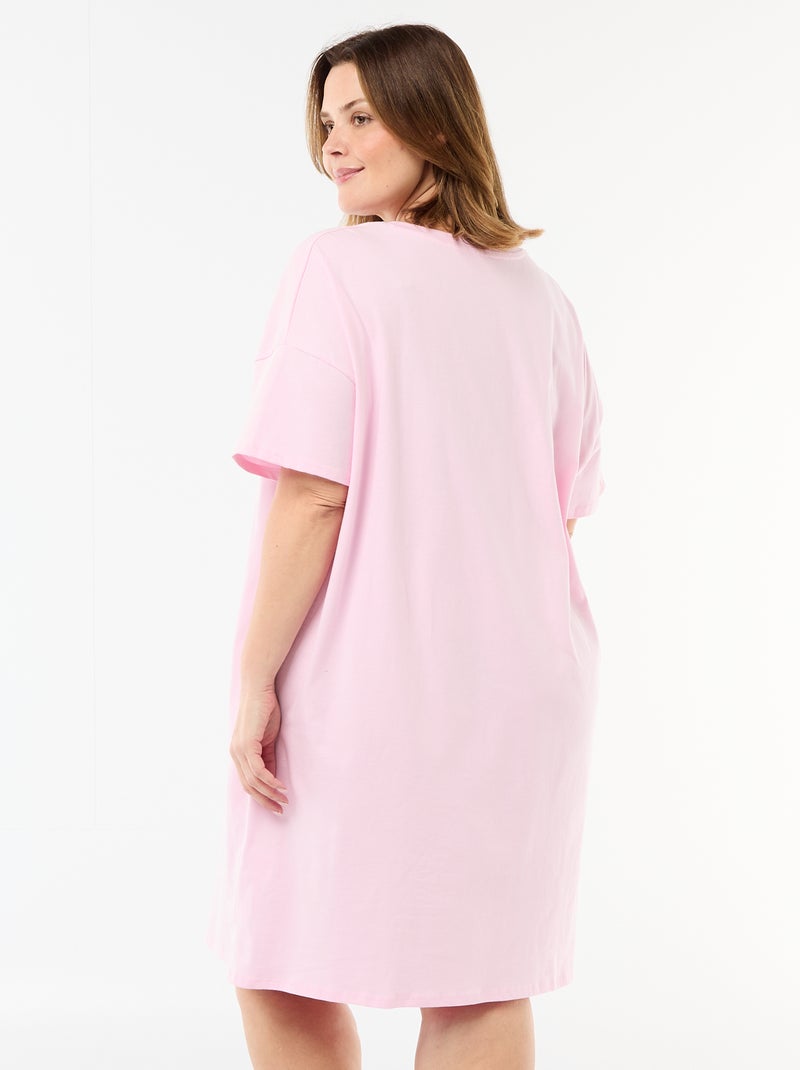 Vestido camiseta corto de manga corta Rosa - Kiabi