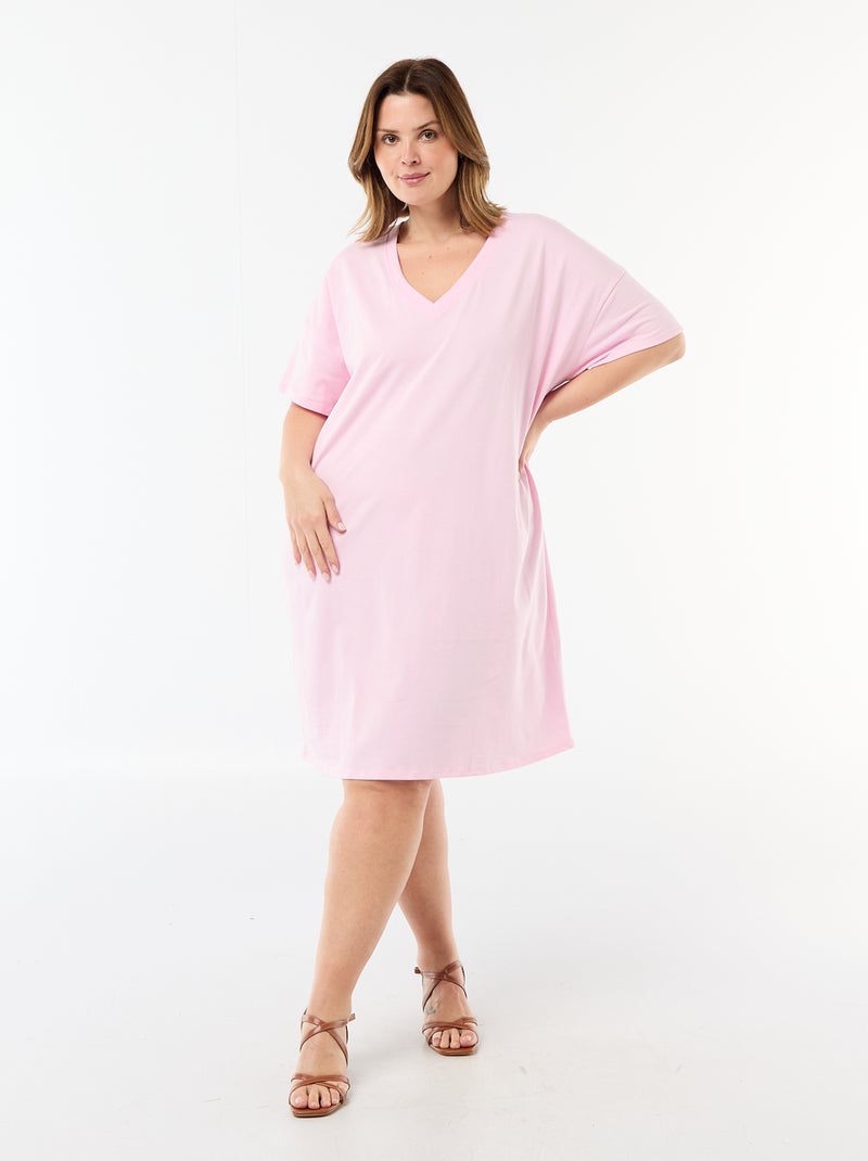 Vestido camiseta corto de manga corta Rosa - Kiabi