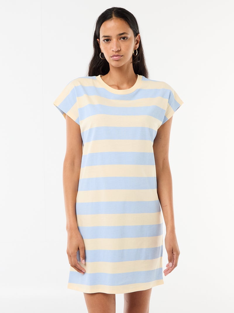 Vestido camiseta de manga corta Azul - Kiabi