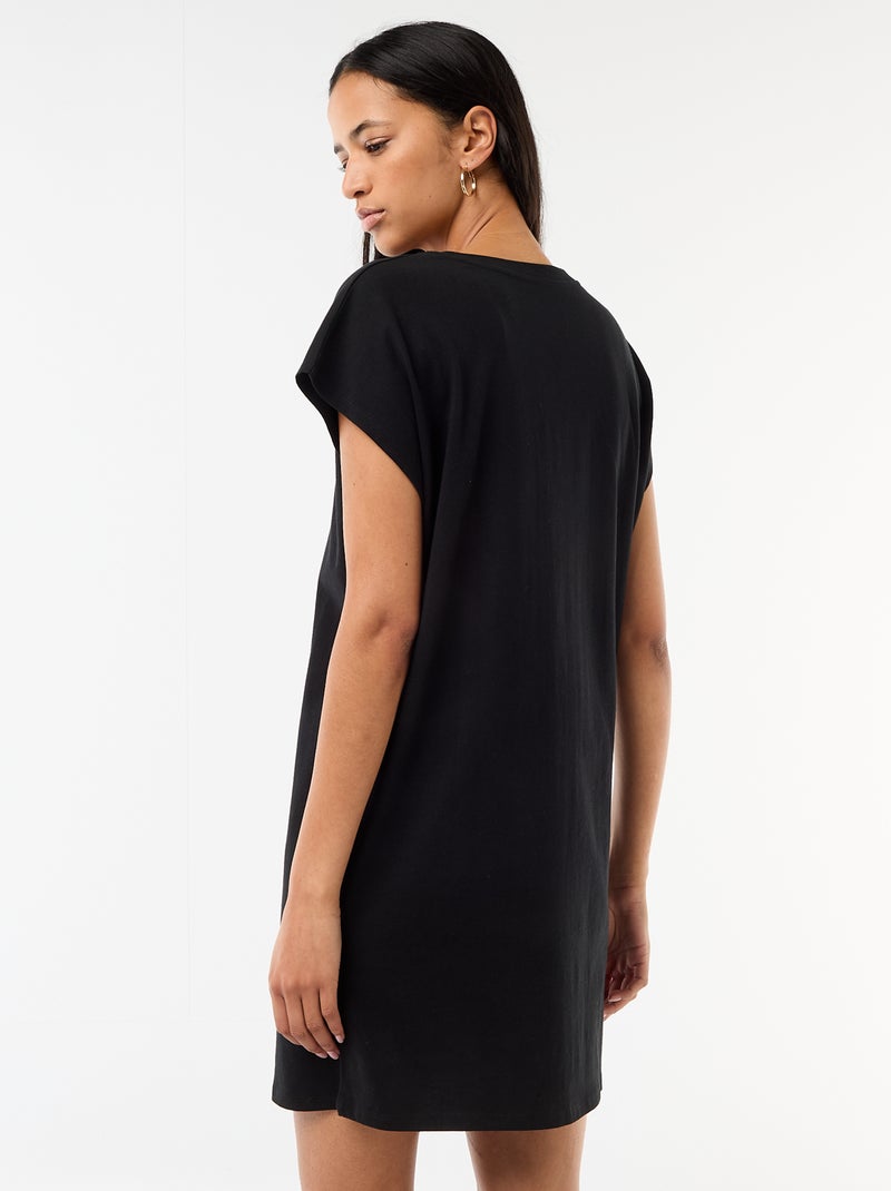 Vestido camiseta de manga corta Negro - Kiabi