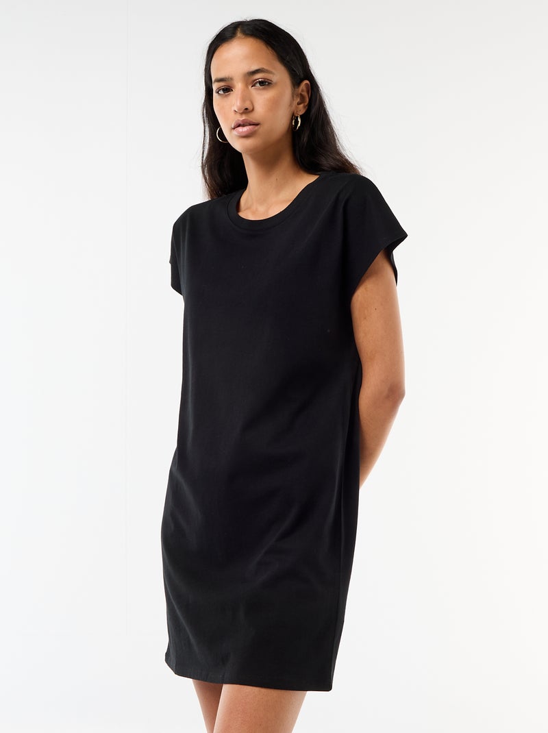 Vestido camiseta de manga corta Negro - Kiabi