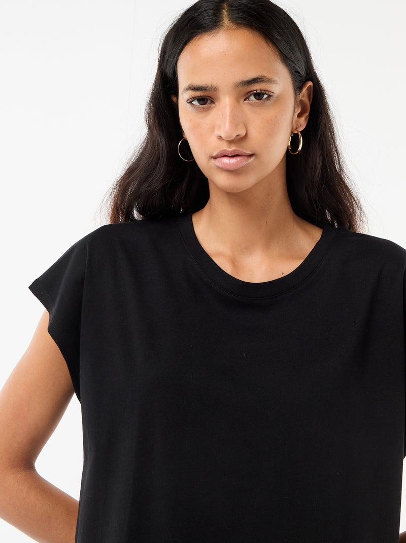 Vestido camiseta de manga corta Negro - Kiabi