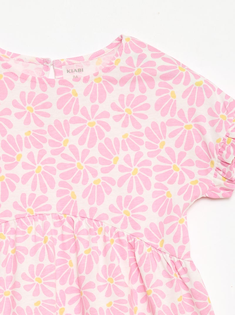 Vestido camiseta de manga corta Rosa - Kiabi