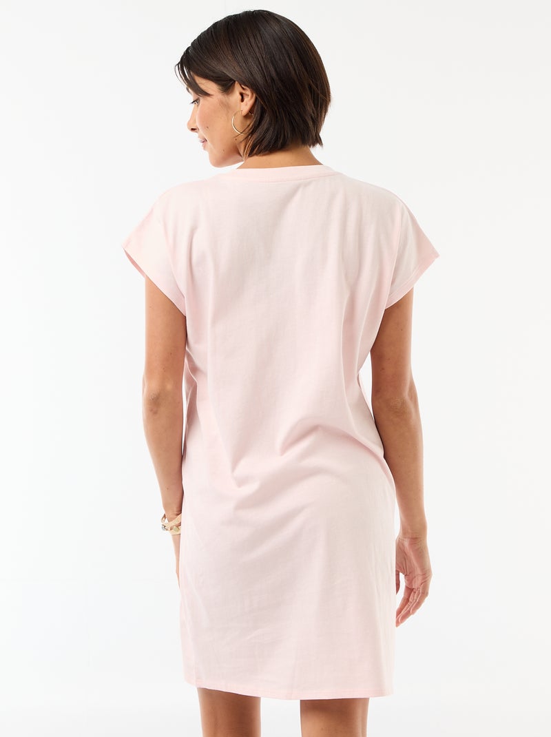 Vestido camiseta de manga corta Rosa - Kiabi