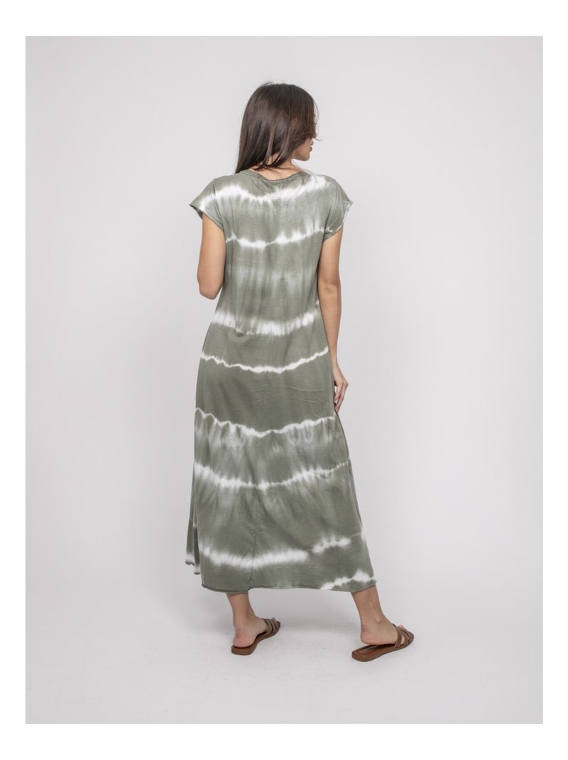 Vestido camiseta largo estampado IBOLIA Caqui - Kiabi