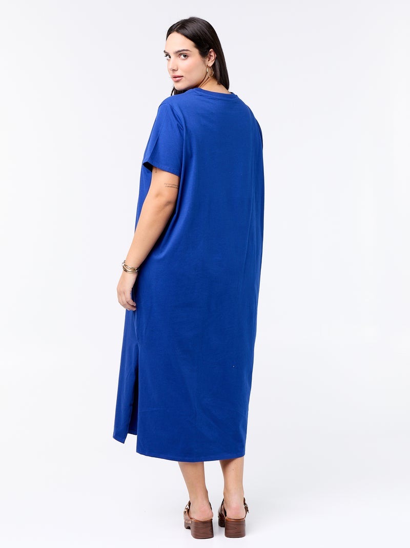 Vestido camiseta largo liso Azul - Kiabi