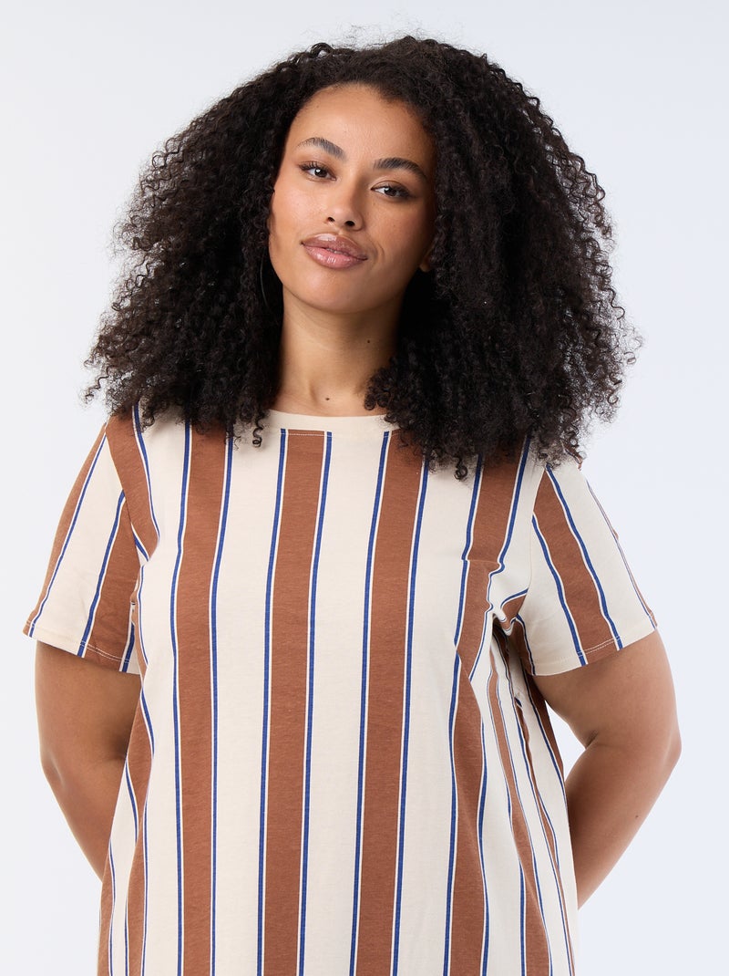 Vestido camiseta largo liso Beige - Kiabi