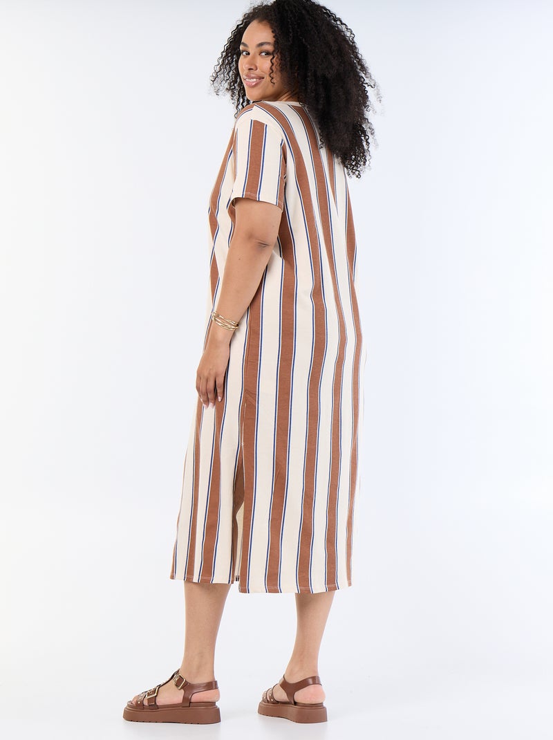 Vestido camiseta largo liso Beige - Kiabi