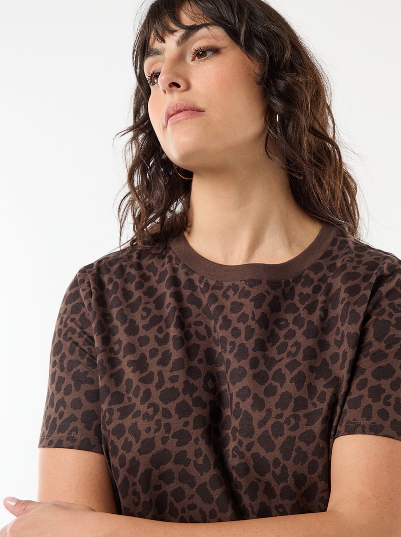 Vestido camiseta largo liso Marron - Kiabi