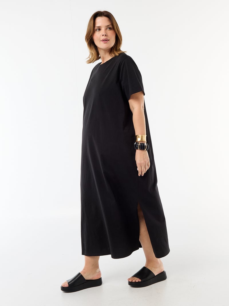 Vestido camiseta largo liso Negro - Kiabi