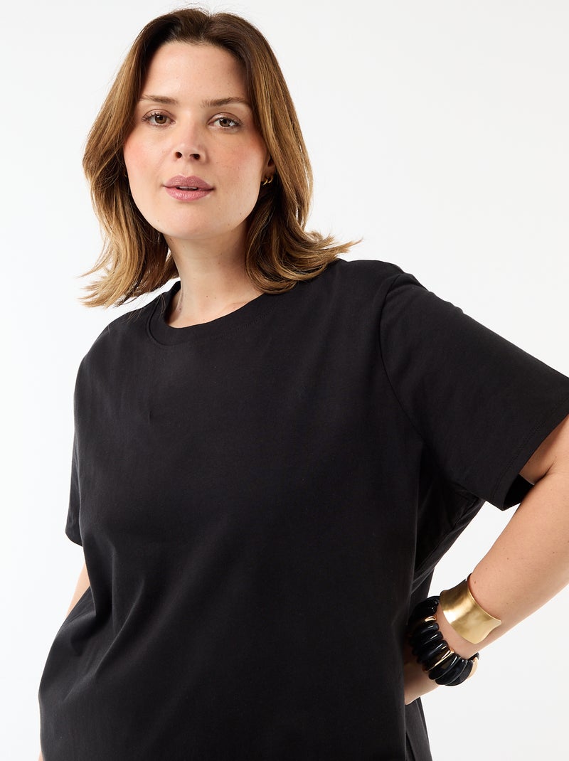 Vestido camiseta largo liso Negro - Kiabi