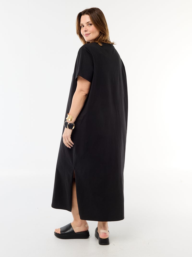 Vestido camiseta largo liso Negro - Kiabi