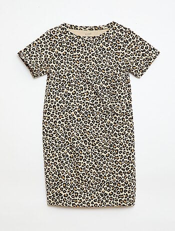 Vestido camiseta midi con nudo decorativo delantero