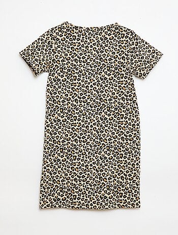 Vestido camiseta midi con nudo decorativo delantero