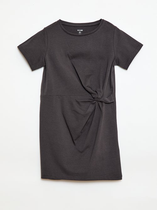 Vestido camiseta midi con nudo decorativo delantero - Kiabi