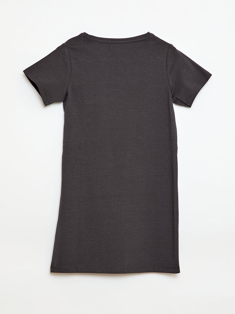 Vestido camiseta midi con nudo decorativo delantero Negro - Kiabi