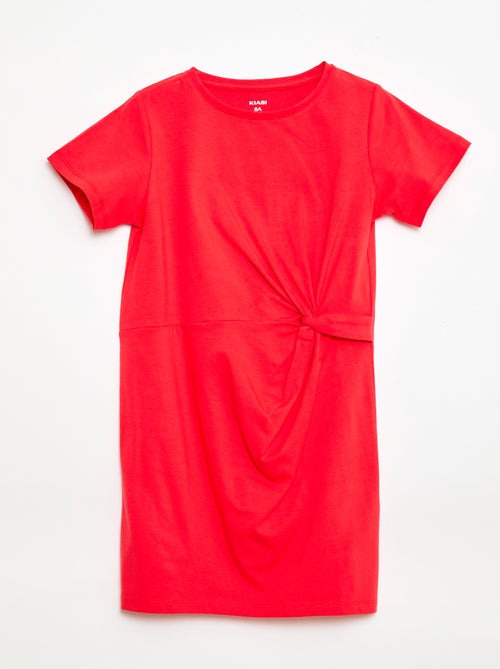 Vestido camiseta midi con nudo decorativo delantero - Kiabi