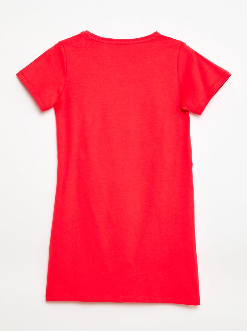 Vestido camiseta midi con nudo decorativo delantero Rojo - Kiabi