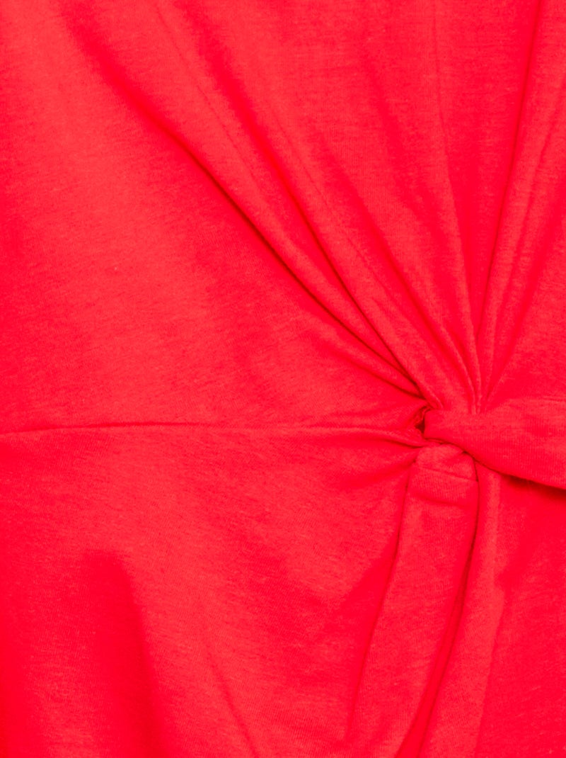 Vestido camiseta midi con nudo decorativo delantero Rojo - Kiabi