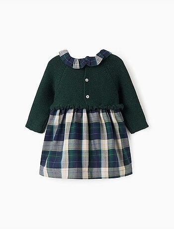 Vestido combinado a cuadros b&s