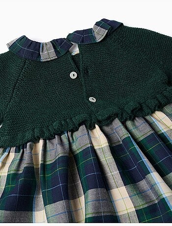 Vestido combinado a cuadros b&s