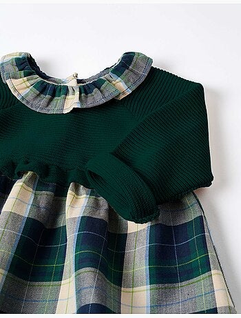Vestido combinado a cuadros b&s