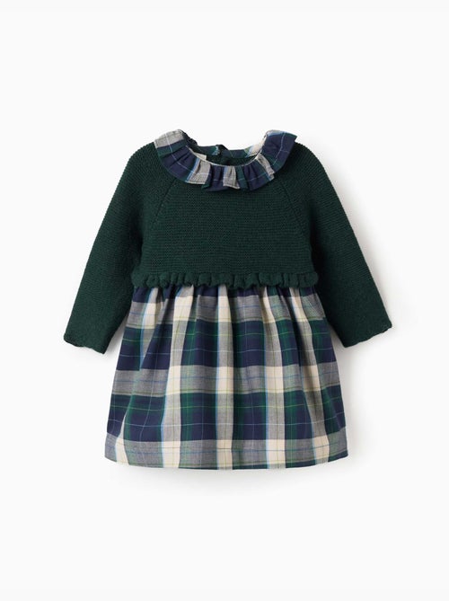 Vestido combinado a cuadros b&s - Kiabi