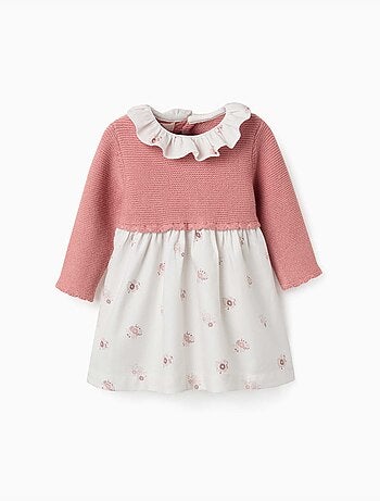 Vestido combinado con estampado floral