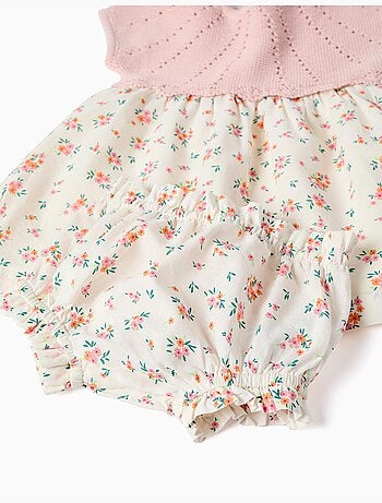 Vestido combinado con estampado floral