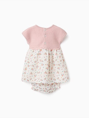 Vestido combinado con estampado floral
