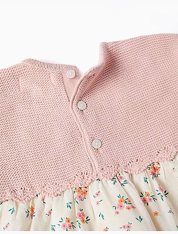 Vestido combinado con estampado floral