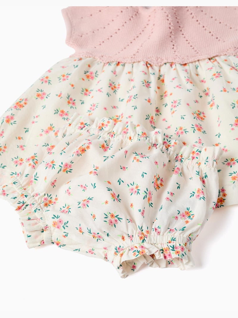 Vestido combinado con estampado floral Rosa - Kiabi