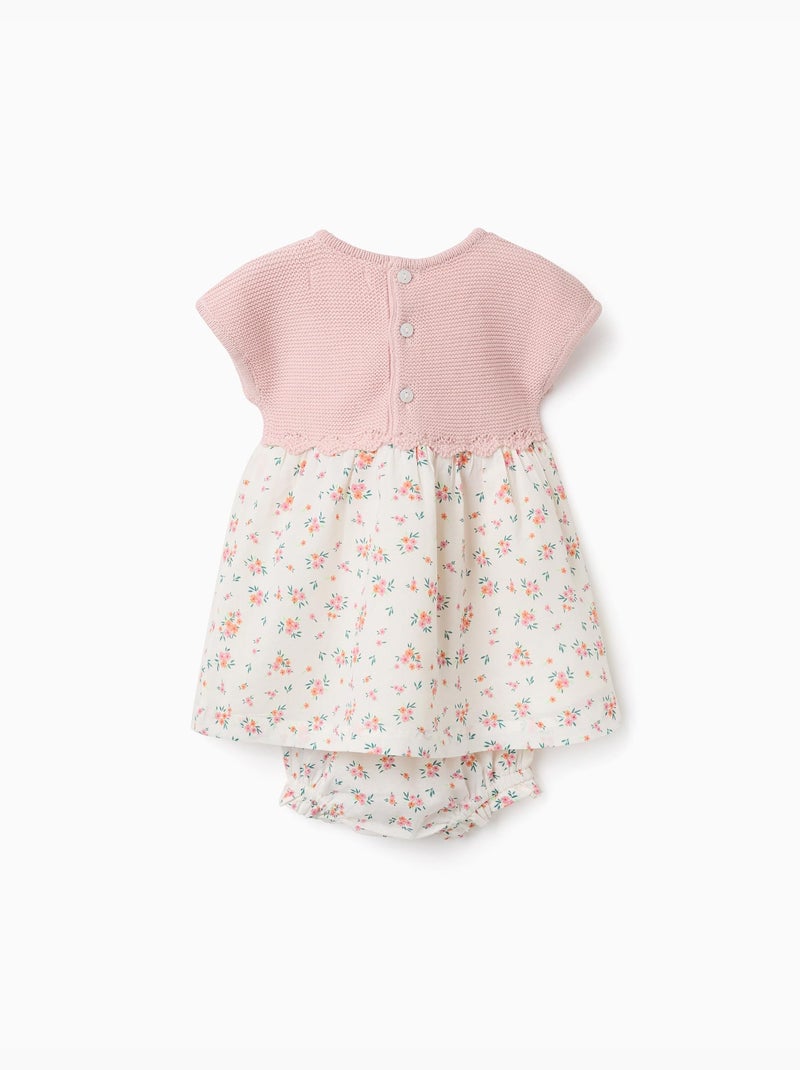 Vestido combinado con estampado floral Rosa - Kiabi