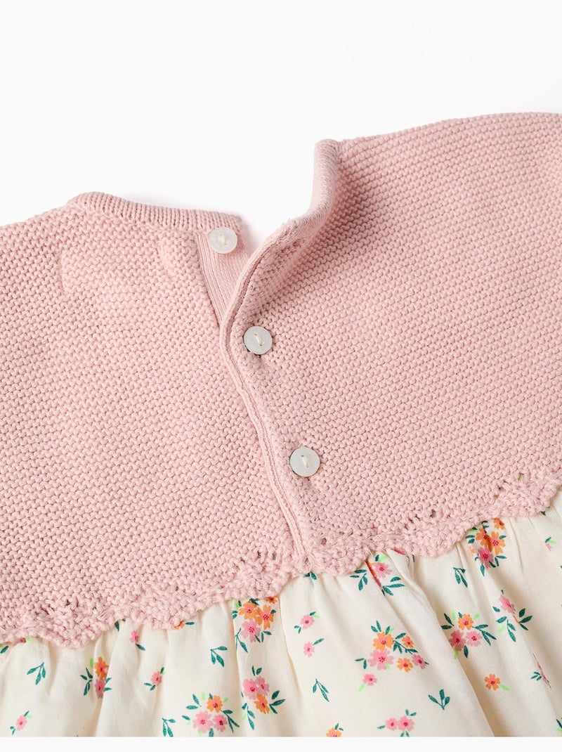 Vestido combinado con estampado floral Rosa - Kiabi
