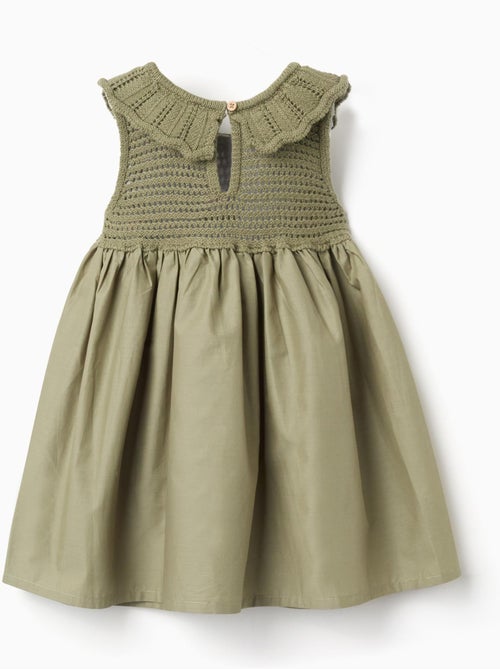 Vestido combinado con flores bordadas - Kiabi