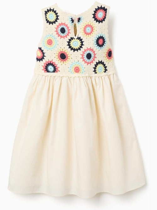 Vestido combinado con flores de croché - Kiabi