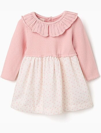 Vestido combinado con motivo floral