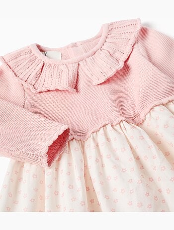 Vestido combinado con motivo floral