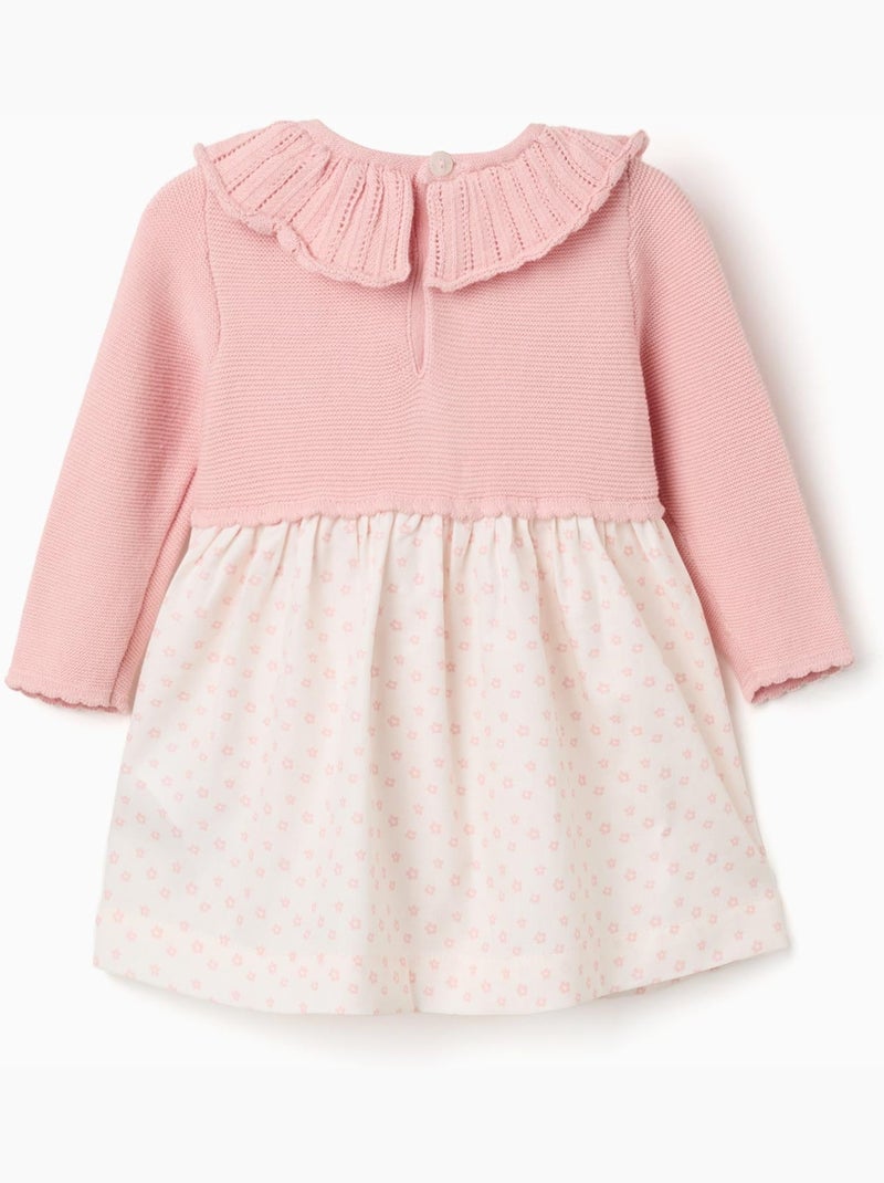 Vestido combinado con motivo floral Rosa claro - Kiabi