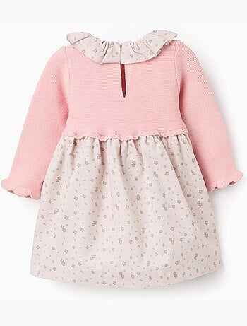 Vestido combinado con motivo floral