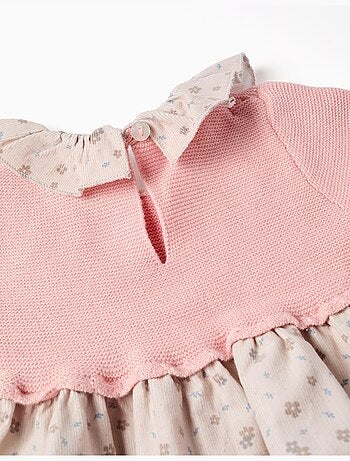 Vestido combinado con motivo floral